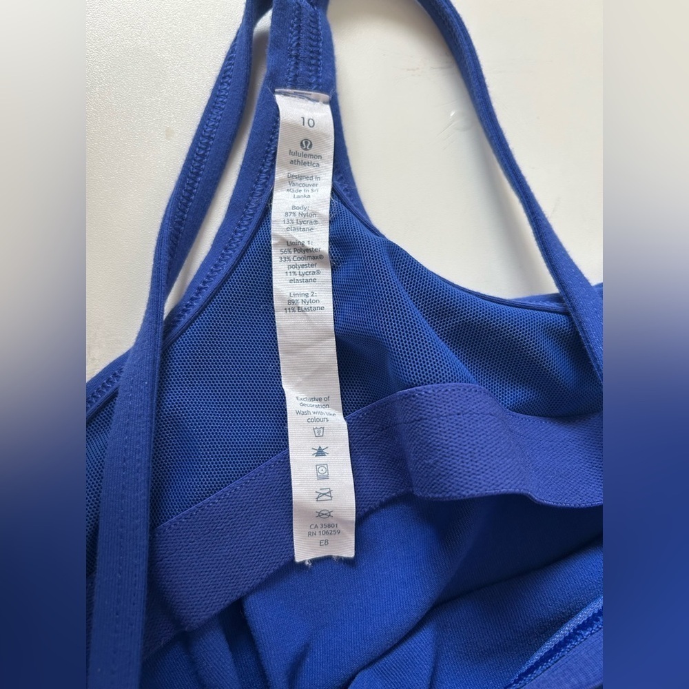 LULULEMON POWER Y TANK PIPE DREAM BLUE Sz. 10. RACERBACK, 4 WAY STRETCH. - Picture 5 of 9